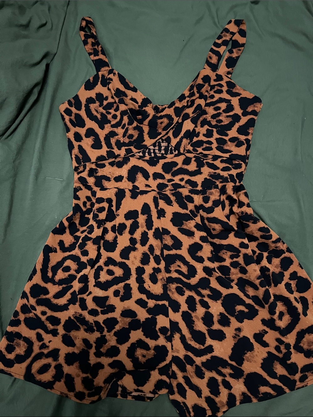 SHEIN Leopard Print Cami Romper in Brown and Black